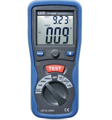 CEM DT-5300B Earth Resistance Tester Meets IEC10101 CATIII 1000V High Accuracy 0.01 AC750V/DC1000V Blue