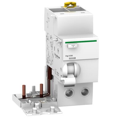 Schneider A9V12263 Add-on residual current device Acti9 Vigi iC60, 2P, 63A, AC type, instantaneous, 100mA, 230...415VAC