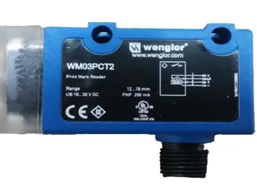 Wenglor - WM03PCT2 PRINT MARK SENSOR, 12-18MM RANGE, PNP NO NC, M12 CONNECTOR, LAMPAR BLANK, 1.5x2.5 SPOT, 10-30VDC